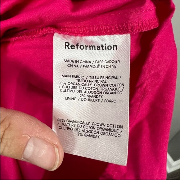 Reformation Organic Cotton Stassie Midi Dress Corvette Pink Size 4 - Picture 7 of 11